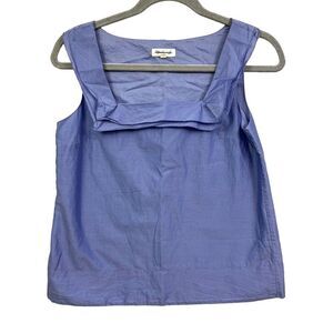 Martin + Osa Womens Silk Blend Tank Top Tiered Square Neckline Lined Blue Size 0